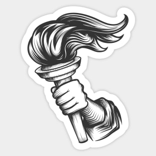 Human hand with torch engraving illustration Sticker